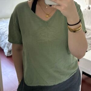 Green V-Neck Top